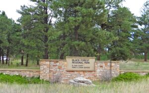Black Forest Regional Park entrance sign in Black Forest, Colorado